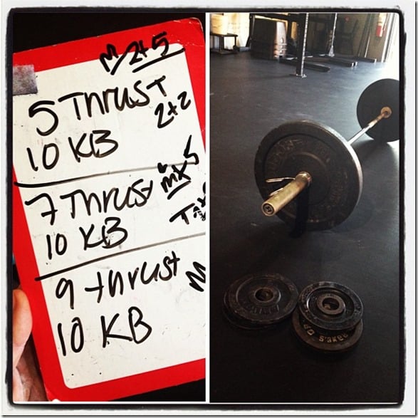 thruster and kb swing WOD