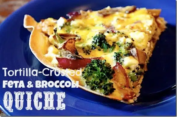 Tortilla-Crusted Feta & Broccoli Quiche
