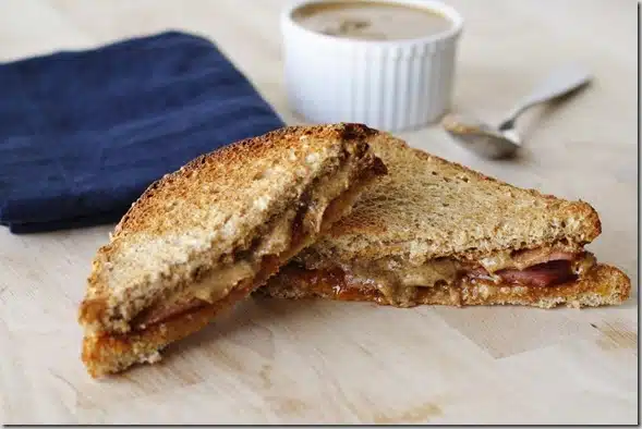 Toasted Almond Butter & Marmalade Sandwich with Turkey Bacon