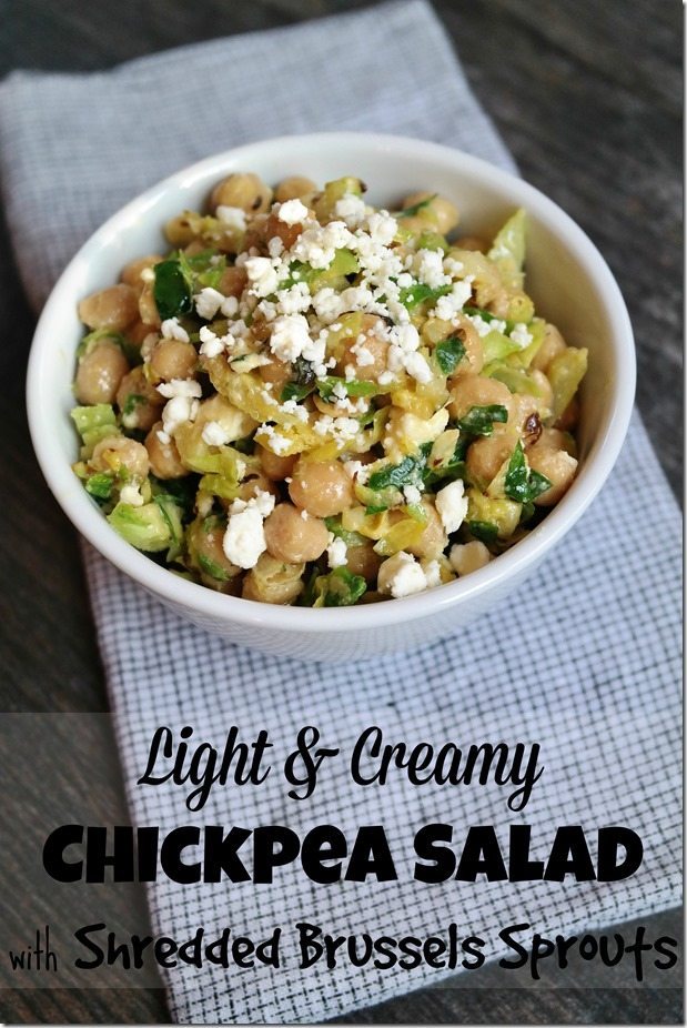 Light & Creamy Chickpea Salad with Shredded Brussels Sprouts