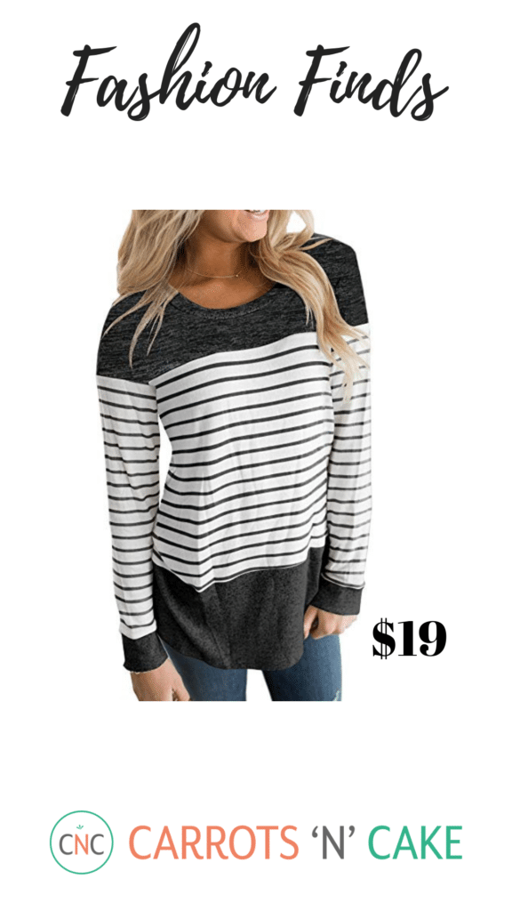 Vemvan Long Sleeve Color Block Striped Top from Amazon