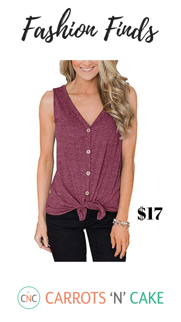 Tie Knot Button Down Shirts Sleeveless Tank from Amazon