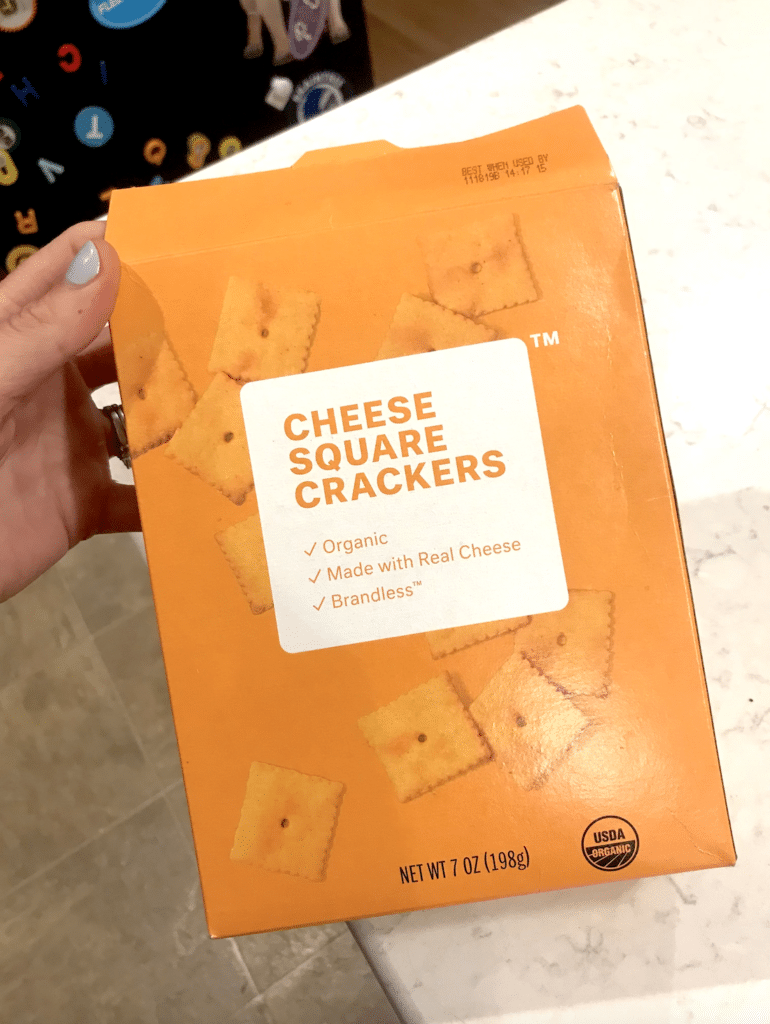 box of Brandless cheese square crackers