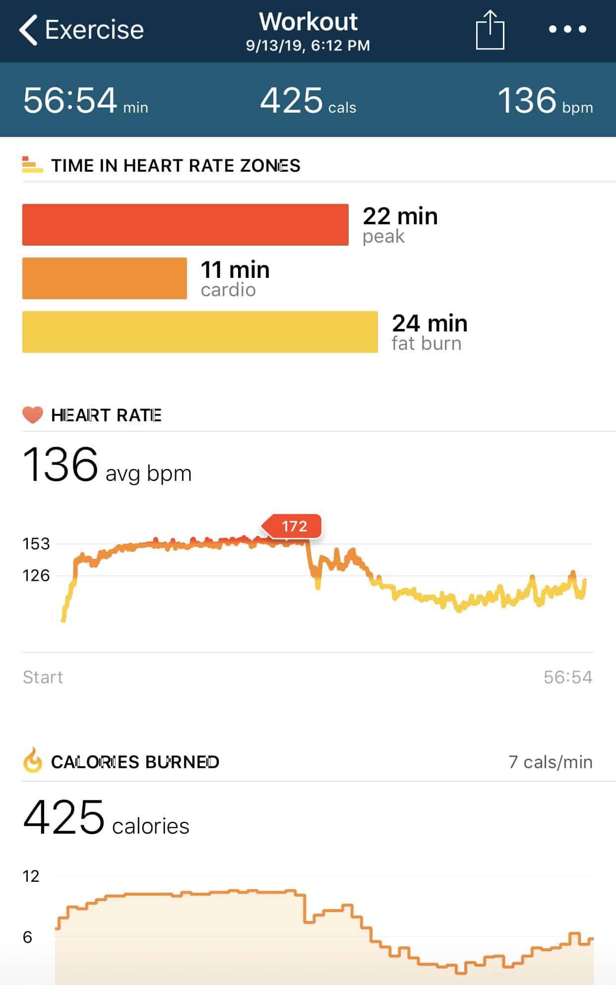Fitbit Versa heart rate workout screenshot