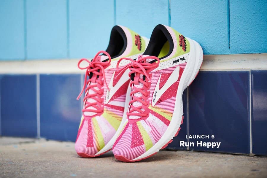 Brooks Run Happy Launch 6 pink sneakers